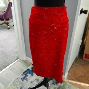 Red LuLaRoe skirt